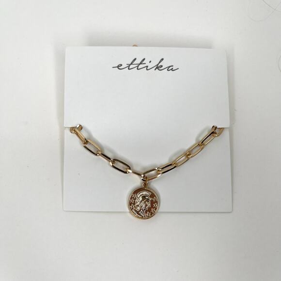 Ettika Fashion Jewelry Gold Chunky Chain Coin Pendant Charm Bracelet GTB1496 NWT - Picture 1 of 4